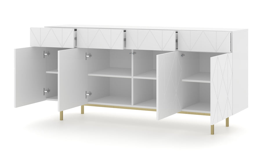 Kommode – KAIRO – Modernes Sideboard mit Fräsfront und Metallgestell, 180 cm