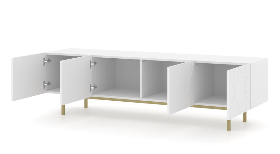 TV-Lowboard – KAIRO – Moderner Fernsehschrank mit Fräsfront und Metallgestell, 180 cm