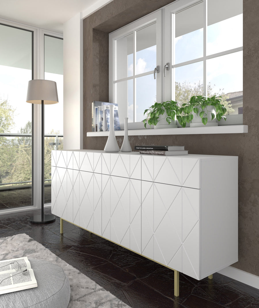 Kommode – KAIRO – Modernes Sideboard mit Fräsfront und Metallgestell, 180 cm