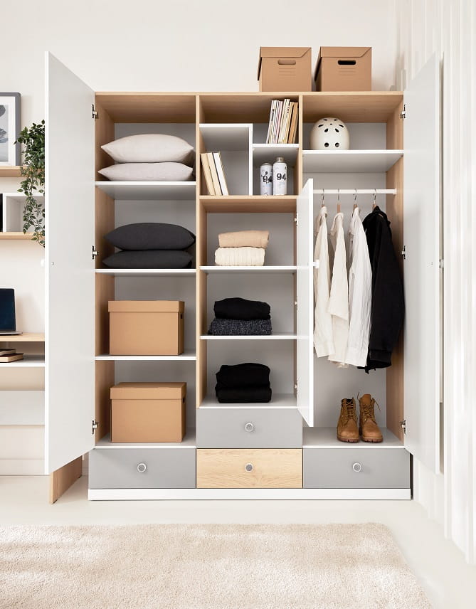 Kleiderschrank – PIXEL System 01 – Funktionaler Stauraum für Schlafzimmer