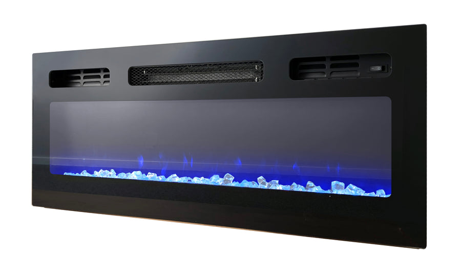 TV-Lowboard – SLIDE K – Hängendes Board mit Kamin und Hochglanzfront 200 cm