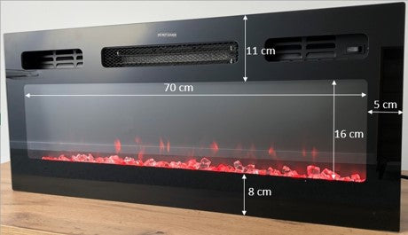 TV-Lowboard – SLIDE K – Hängendes Board mit Kamin und Hochglanzfront 200 cm