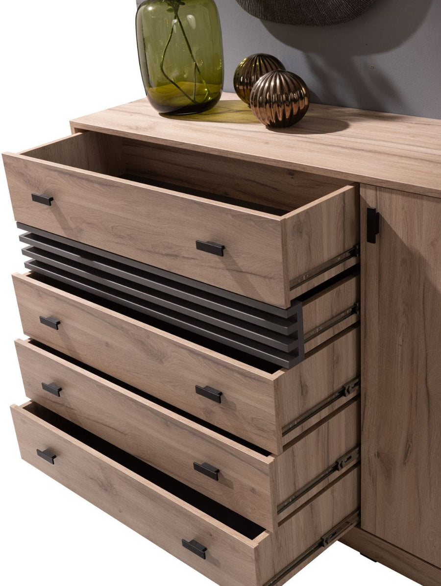 ALLMO System Schlafzimmer set – 5 Teile – Sonoma Eiche - Modernes & Funktionales Schlafzimmerensemble Ohne Matratze