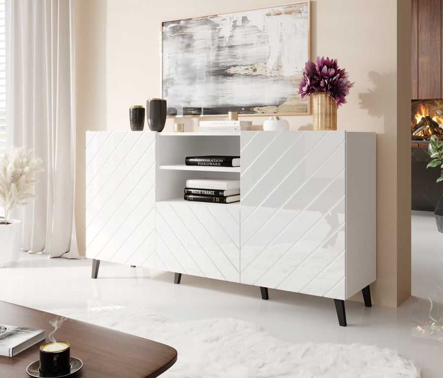 Kommode – ABETO – Moderner Schrank mit Hochglanz-MDF-Fronten 150 cm