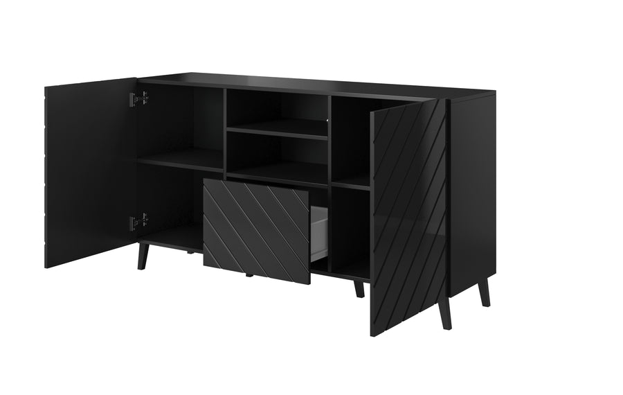 Kommode – ABETO – Moderner Schrank mit Hochglanz-MDF-Fronten 150 cm