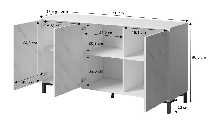 Kommode – MARMO – Moderne Anrichte in Marmoroptik