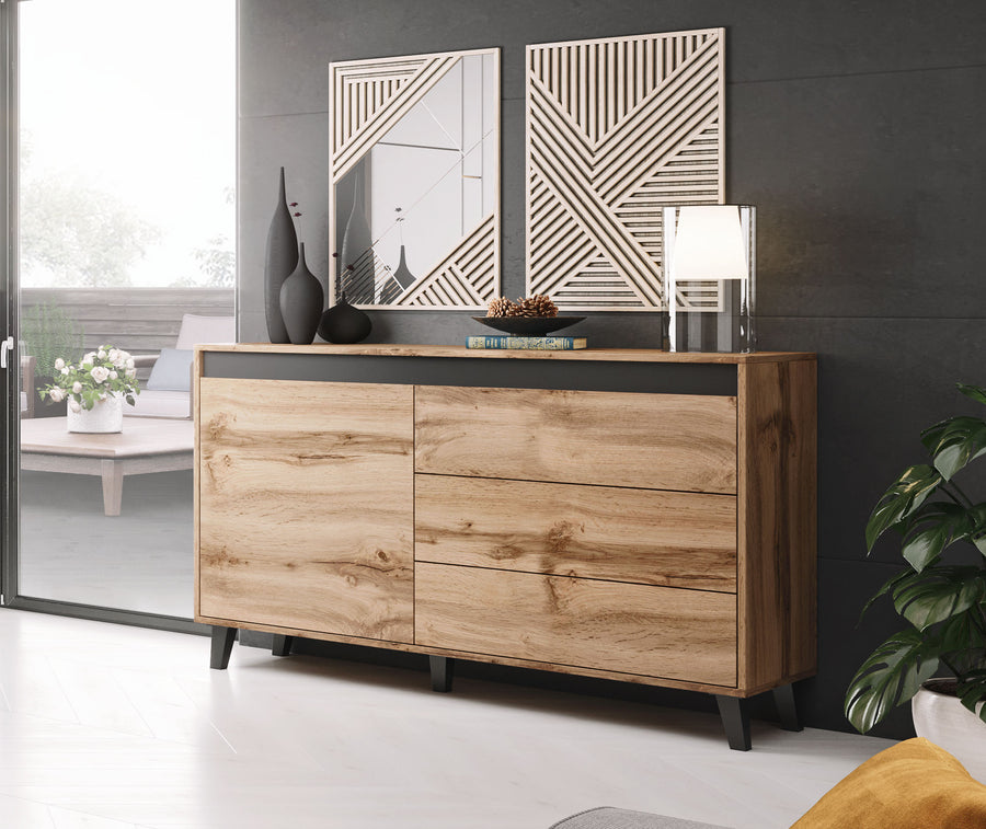 Sideboard – NORD I – 138 cm, modernes Aufbewahrungsmöbel mit Holzoptik