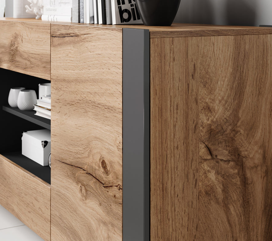 Kommode – WOOD I – Modernes Sideboard mit Holzoptik 164 cm