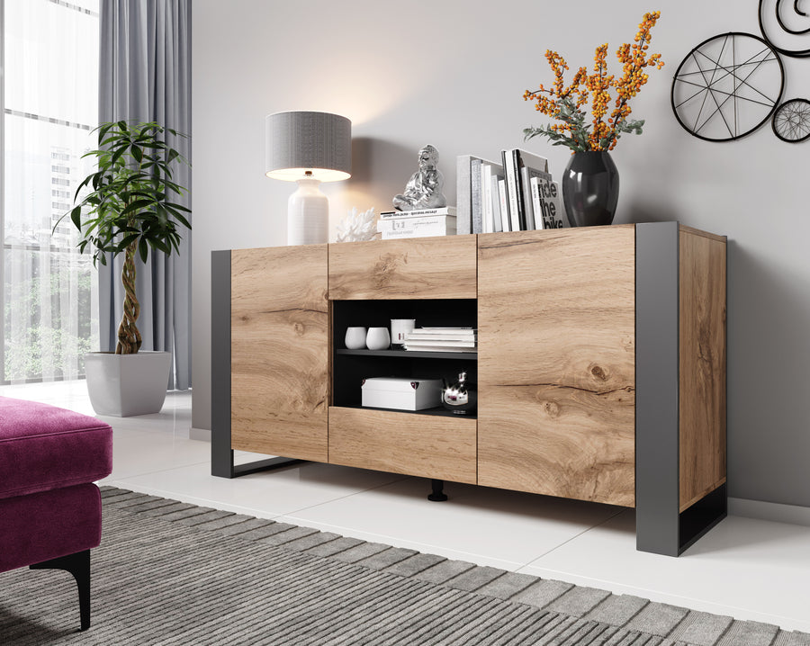 Kommode – WOOD I – Modernes Sideboard mit Holzoptik 164 cm