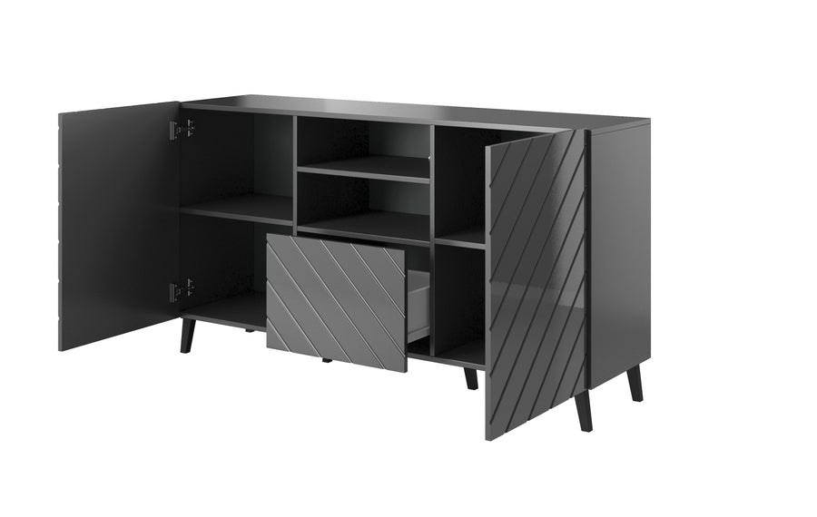 Kommode – ABETO – Moderner Schrank mit Hochglanz-MDF-Fronten 150 cm