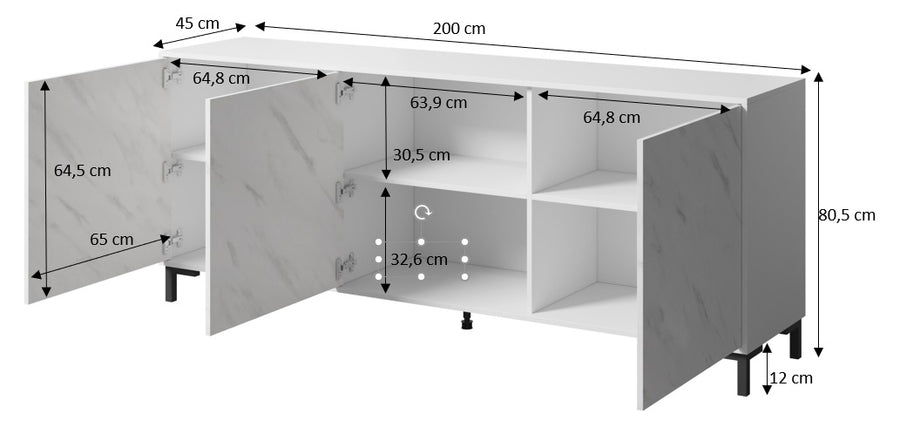 Kommode – MARMO – Moderne Anrichte in Marmoroptik