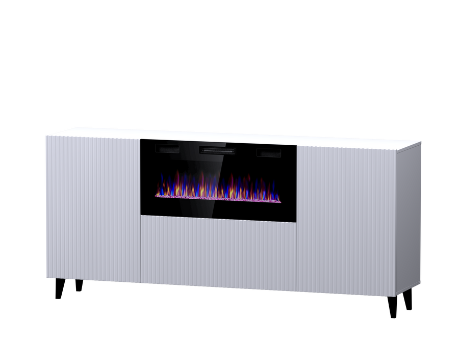 Kommode – PAFOS I – Modernes Sideboard mit Elektrokamin und Fräsung 182 cm