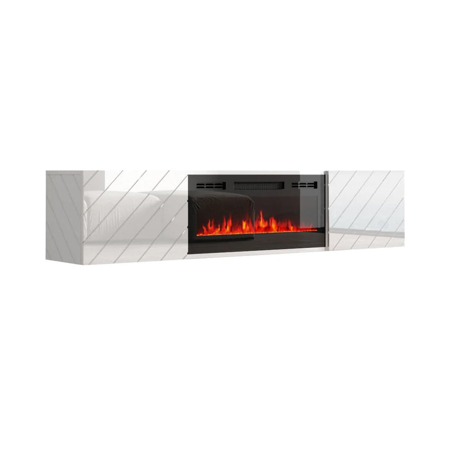 TV-Lowboard – ROXY – Hängendes Board mit Kamin
