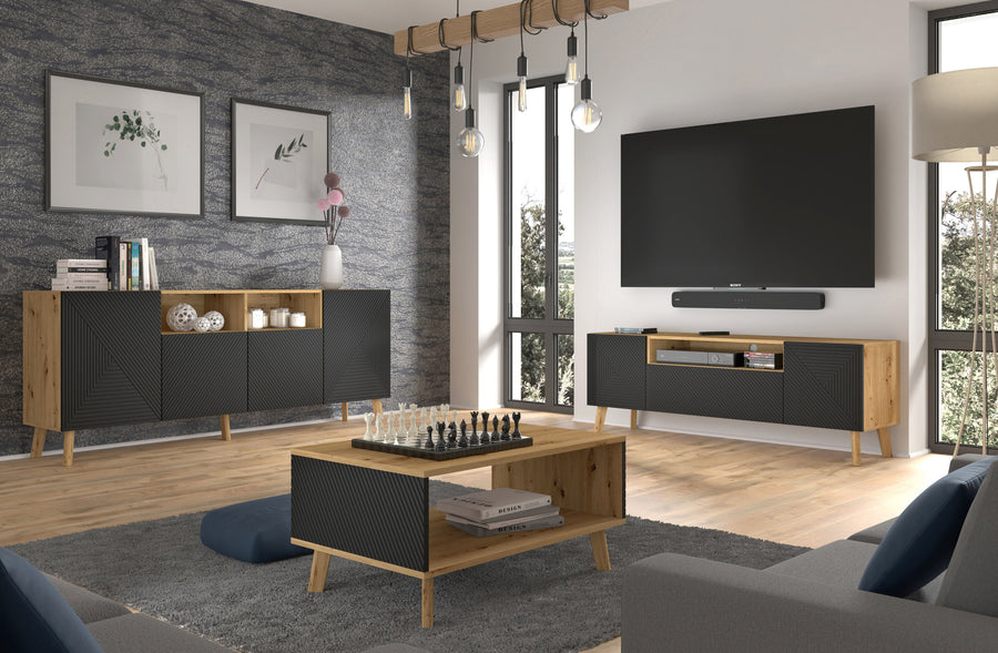 Couchtisch – LUXI – 90 cm Loft-Stil Holzoptik