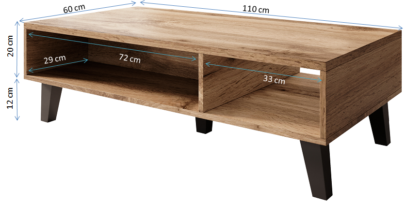 Couchtisch – NORD I – 110 cm, moderner Wohnzimmertisch mit Holzoptik