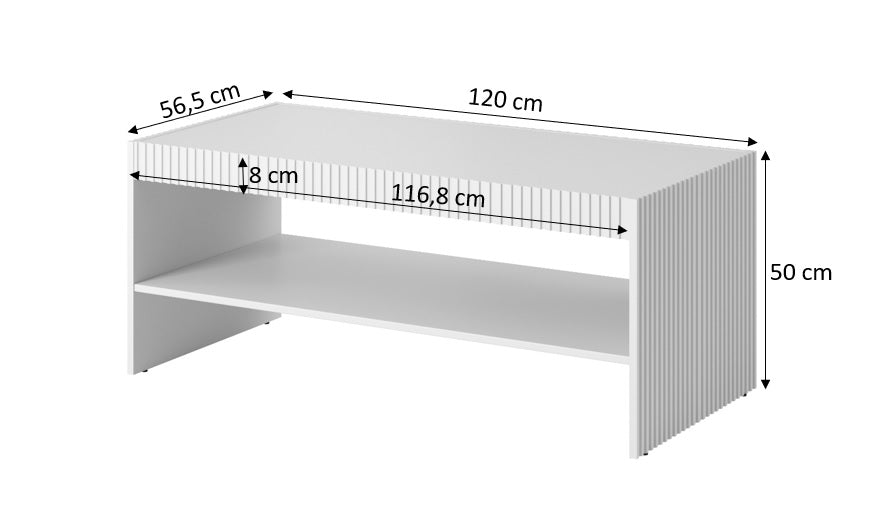 Couchtisch – PAFOS I – Moderner Wohnzimmertisch mit Fräsung 120 cm