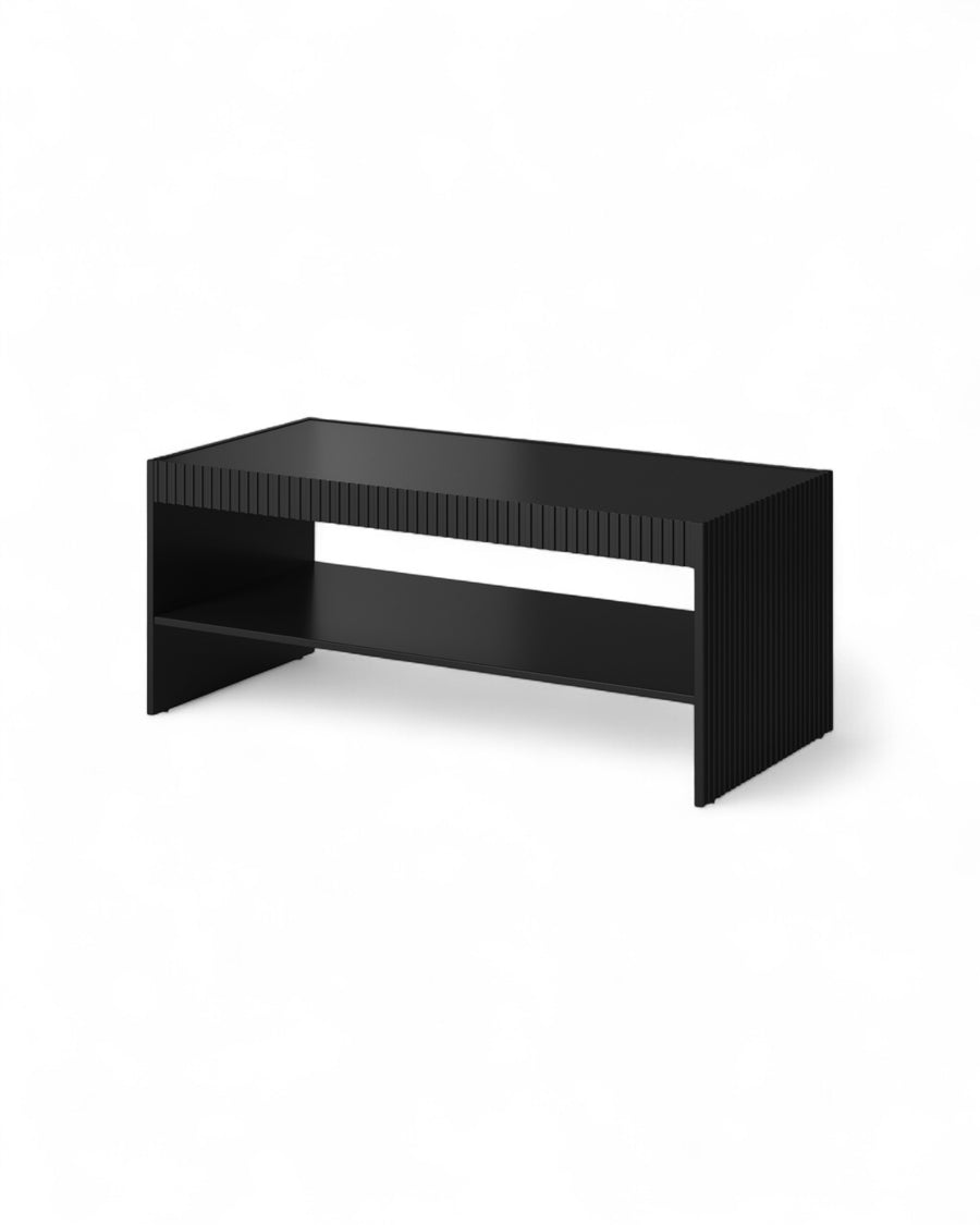 Couchtisch – PAFOS – 120 cm, Schwarz, modern mit Fräsung
