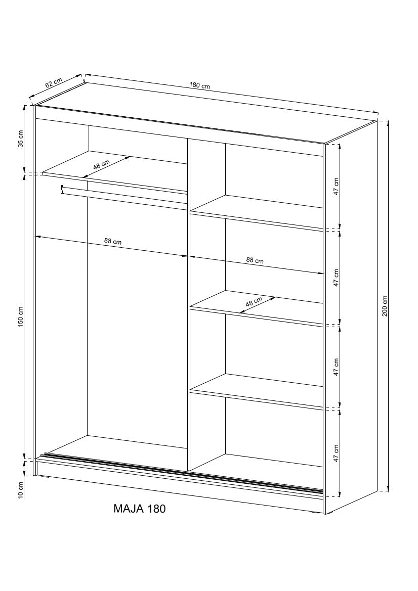 Kleiderschrank – MAJA I – Moderner Schwebetürenschrank mit Spiegelfront