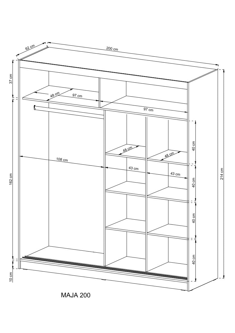 Kleiderschrank – MAJA I – Moderner Schwebetürenschrank mit Spiegelfront