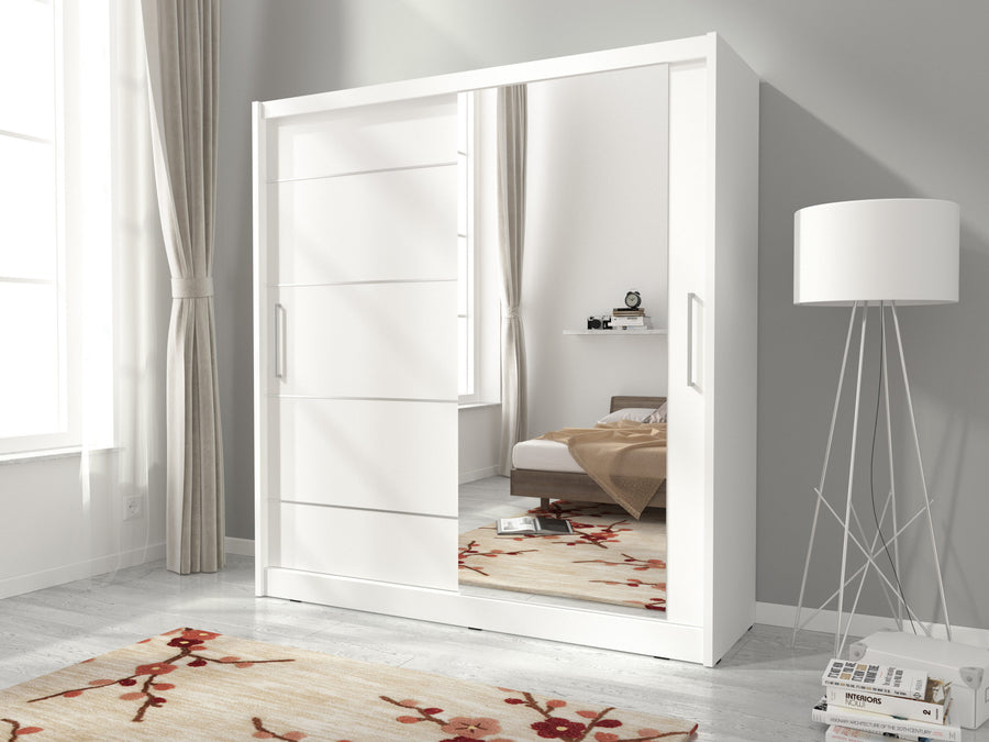 Kleiderschrank – MAJA I – Moderner Schwebetürenschrank mit Spiegelfront