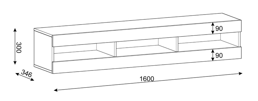 TV-Lowboard – MANTA – 160 cm Minimalistisches Lowboard für Wand oder Boden
