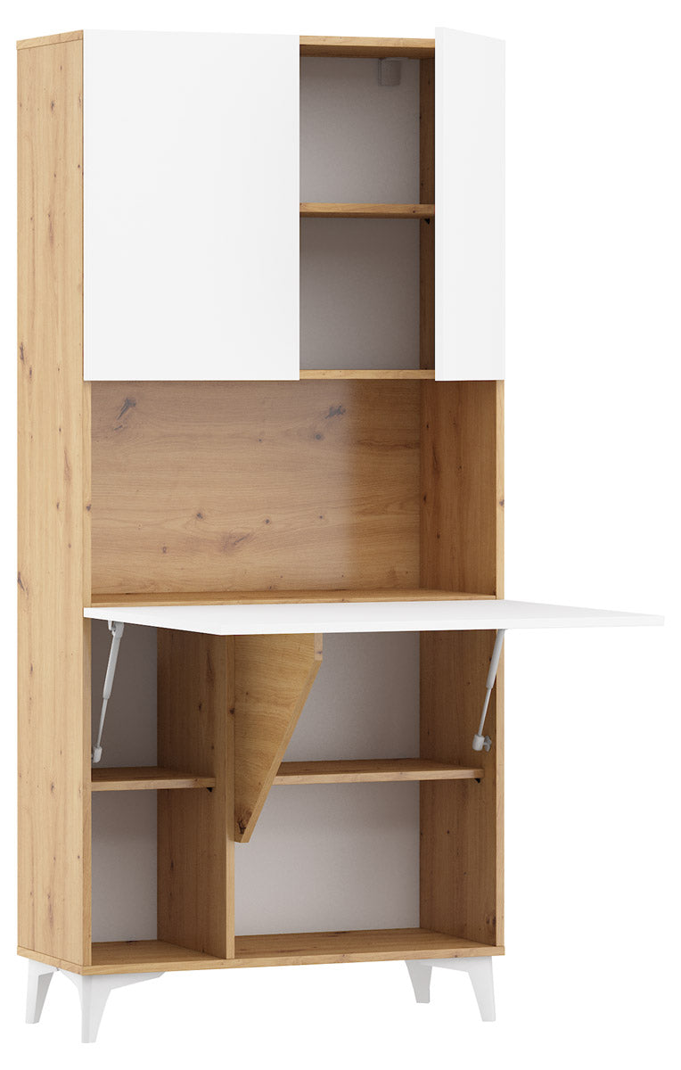 Schreibtisch – MEGAN – Wandmontierter Klappschreibtisch mit Stauraum