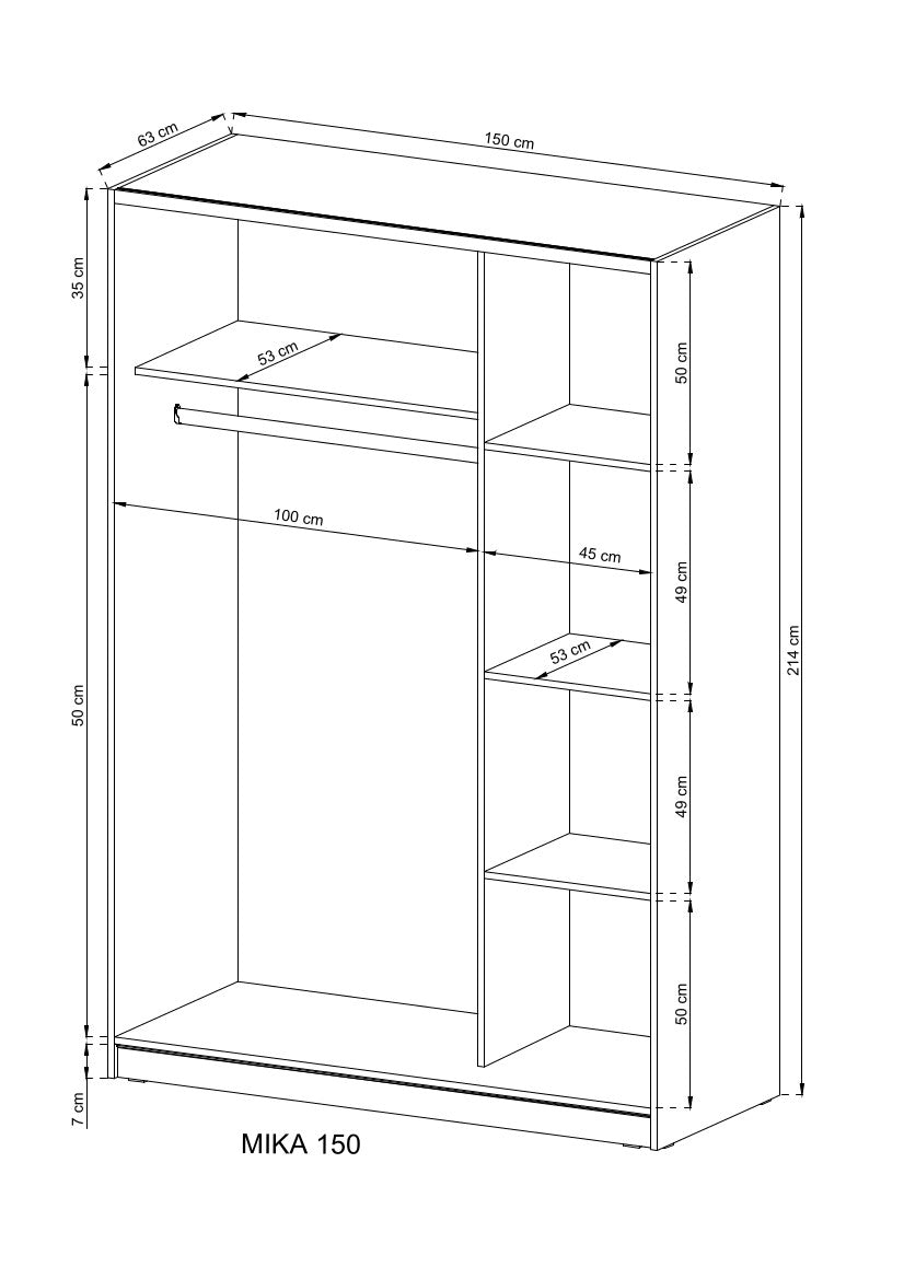 Kleiderschrank – MIKA I – Moderner Schwebetürenschrank mit Holzoptik