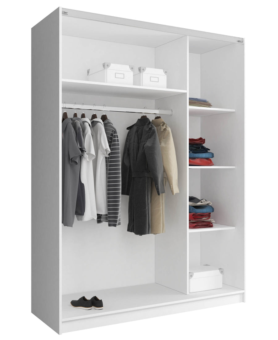 Kleiderschrank – MIKA I – Moderner Schwebetürenschrank mit Holzoptik