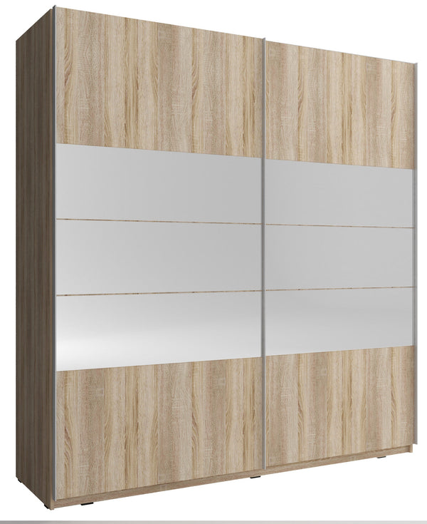 MIKA I Kleiderschrank Moderner Schwebetürenschrank mit Holzoptik