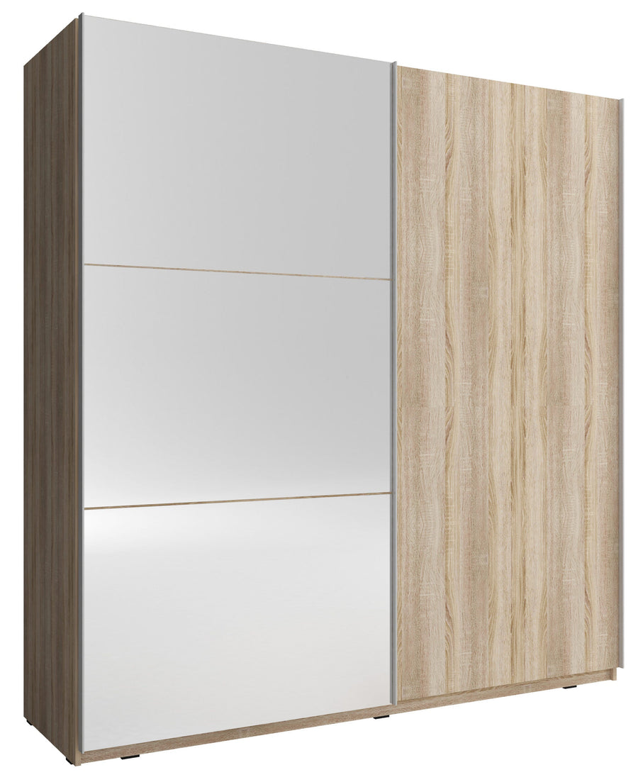 Kleiderschrank – MIKA I – Moderner Schwebetürenschrank mit Holzoptik