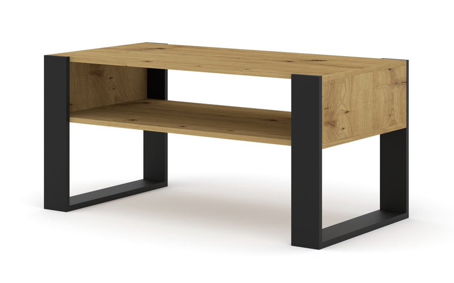 Couchtisch – MONDI – Artisan Eiche mit schwarzem Gestell