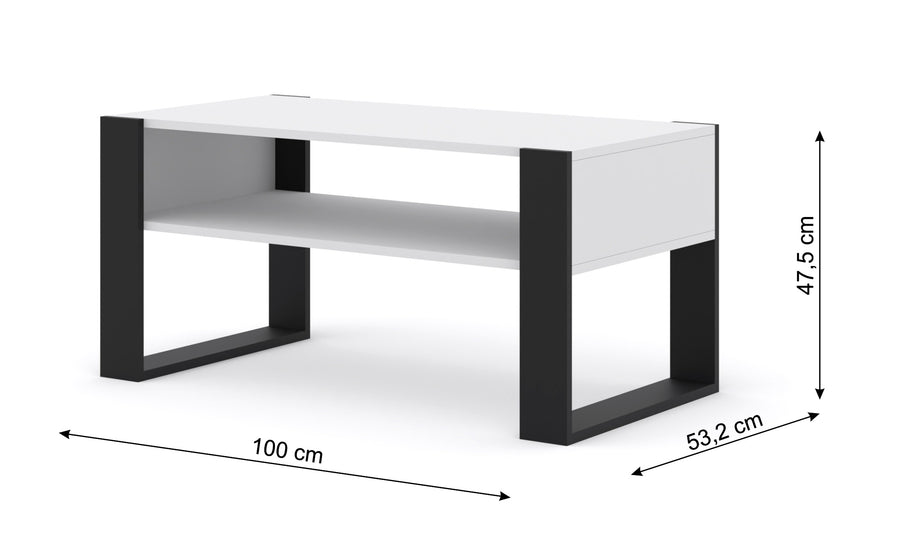 Couchtisch – MONDI – 100×50 cm Weiß Matt