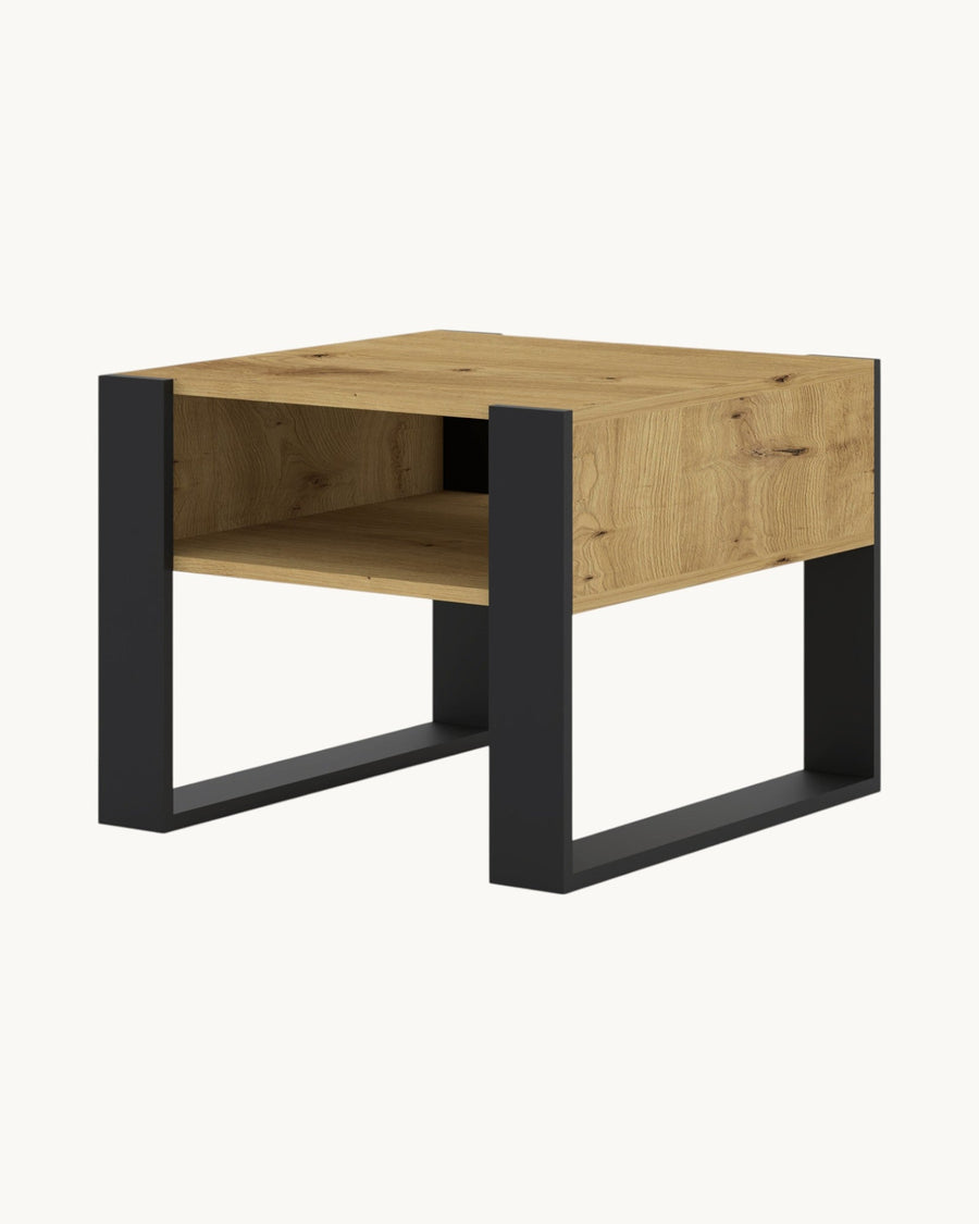 Couchtisch – MONDI – Artisan Eiche mit schwarzem Gestell