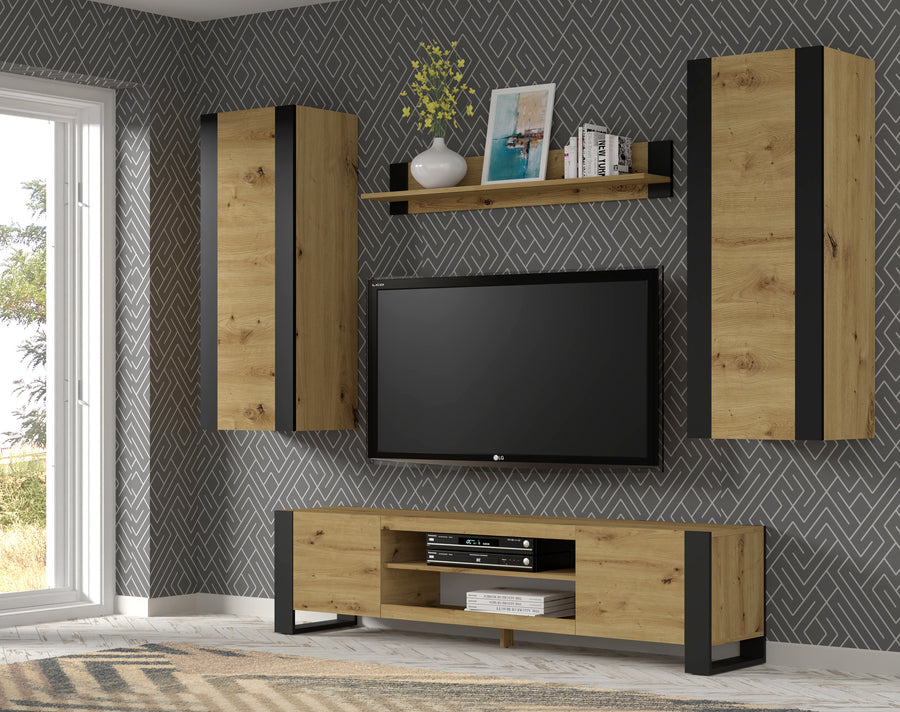 TV-Lowboard – MONDI – Artisan Eiche mit Metallbeinen