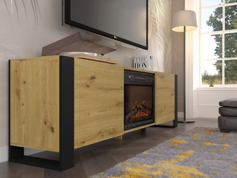 TV-Lowboard – MONDI – mit elektrischem Kamin und Wärmefunktion