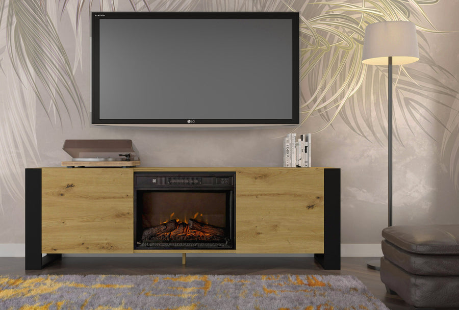 TV-Lowboard – MONDI – mit elektrischem Kamin und Wärmefunktion