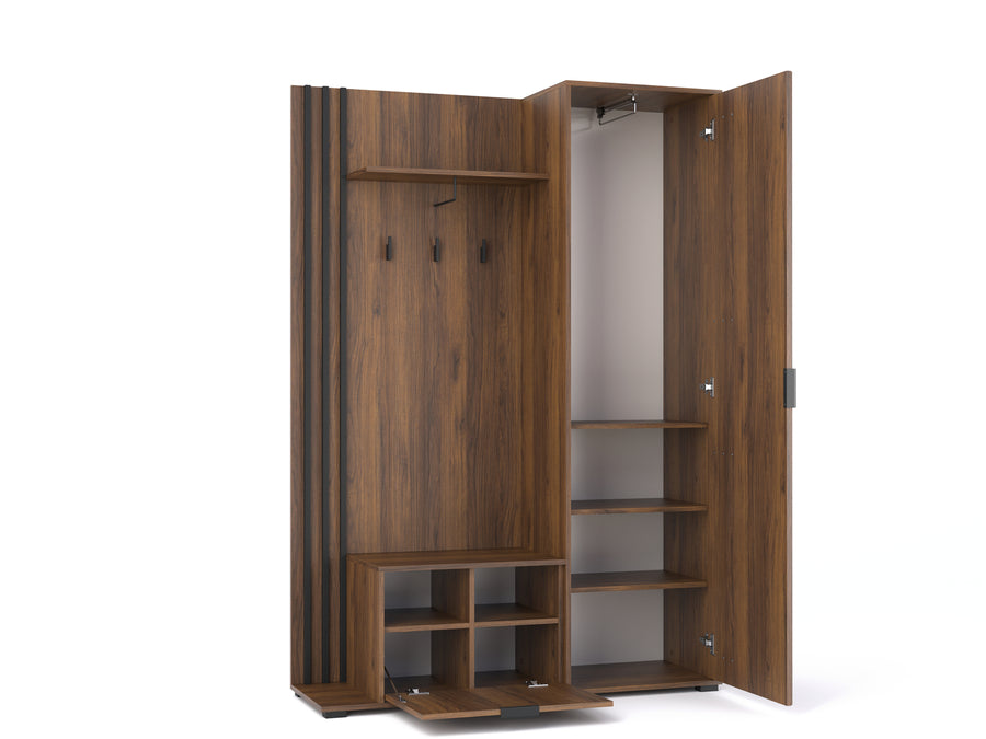 Garderobe mit Spiegeltür – NELLY – Stilvolle Ordnung für den Flur ohne Sitzkissen