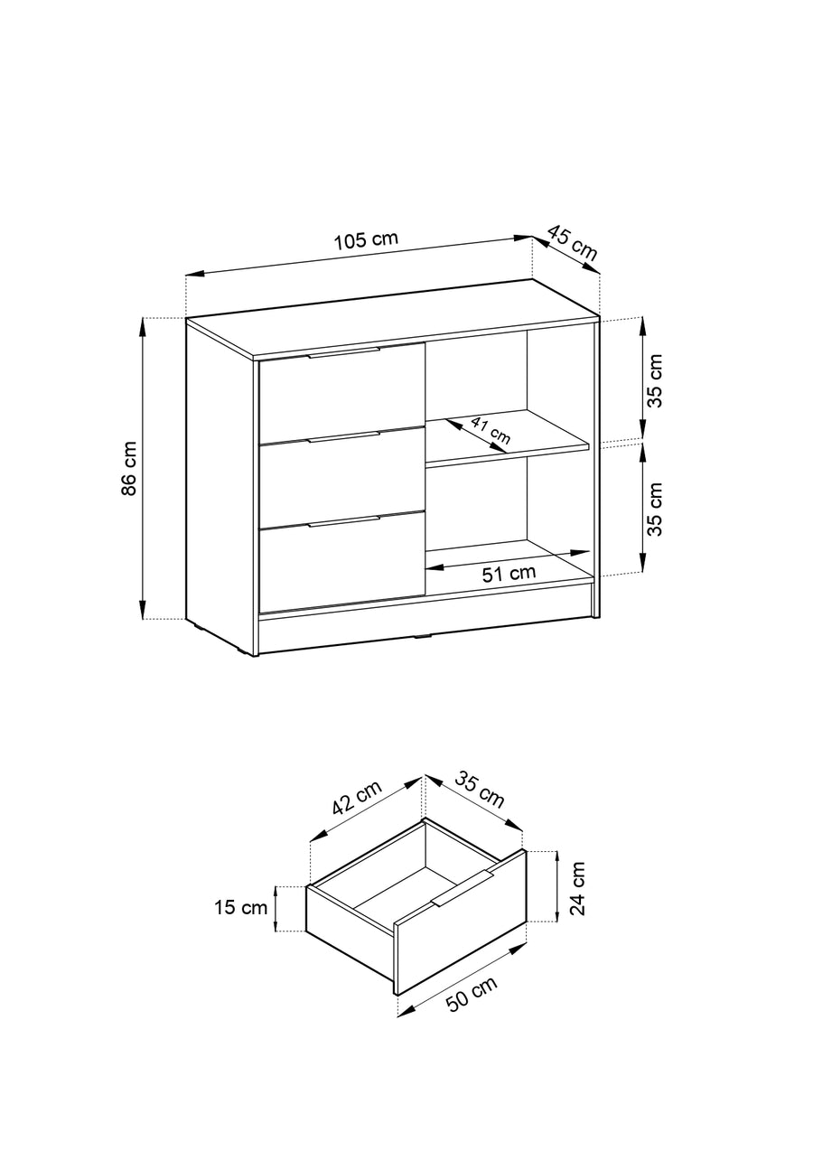 Kommode – NELLY KOM 2D – Moderne Kommode mit Lamellenfront