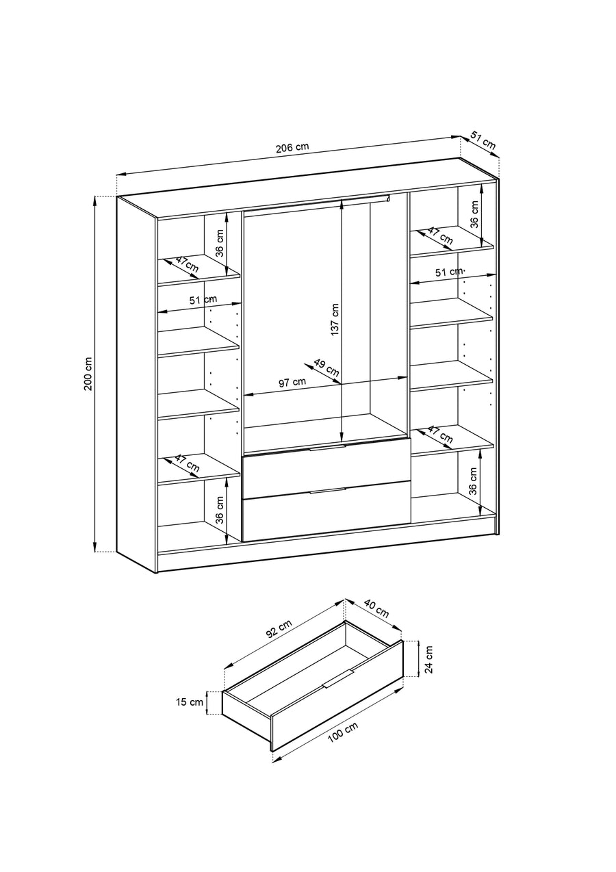 Kleiderschrank – NELLY 4D – Extra breiter Kleiderschrank mit Lamellenfront