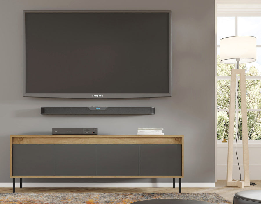 TV-Lowboard – NESTA – Moderner Fernsehschrank mit Holzoptik, 166 cm