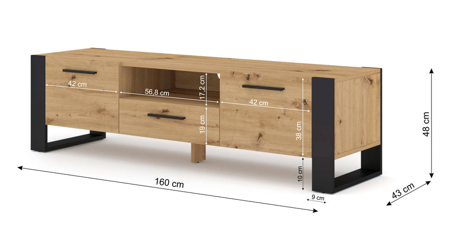 TV-Lowboard – NUKA – mattes Lowboard mit Metallrahmen