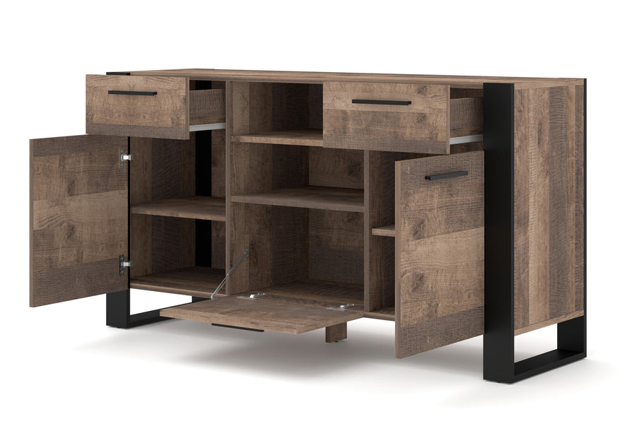 Kommode – NUKA – Moderne Anrichte mit Stauraum und offenen Fächern, 155 cm