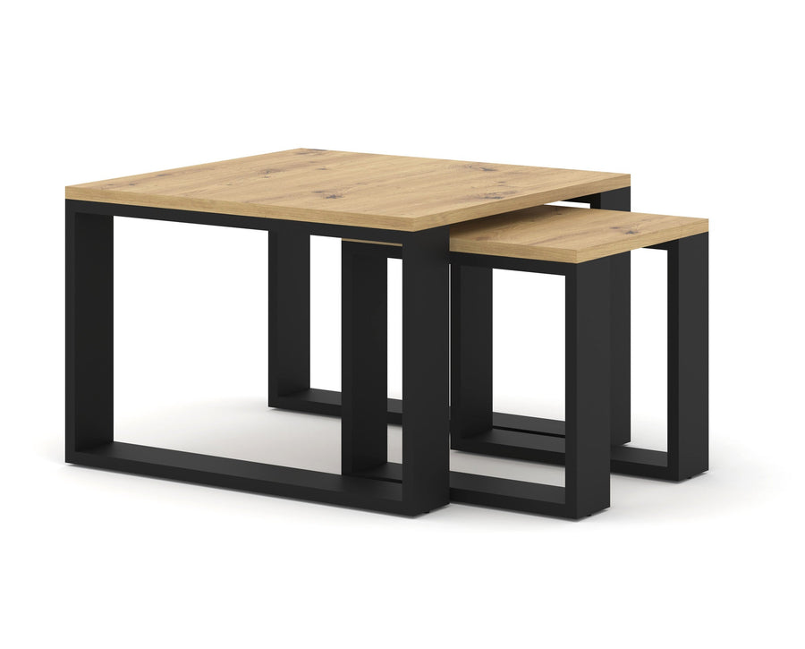 Couchtisch – NUKA – Moderner Doppeltisch mit Holzoptik, 60 cm