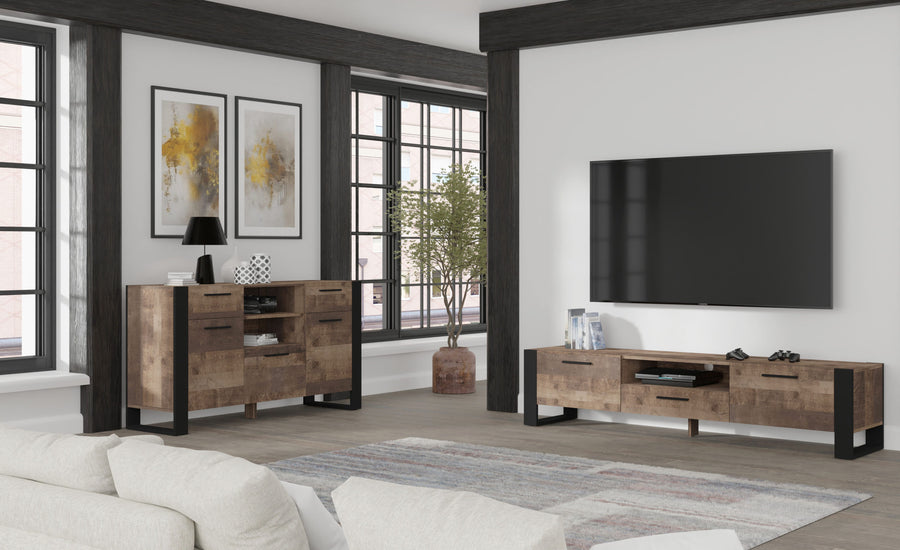 Kommode – NUKA – Moderne Anrichte mit Stauraum und offenen Fächern, 155 cm