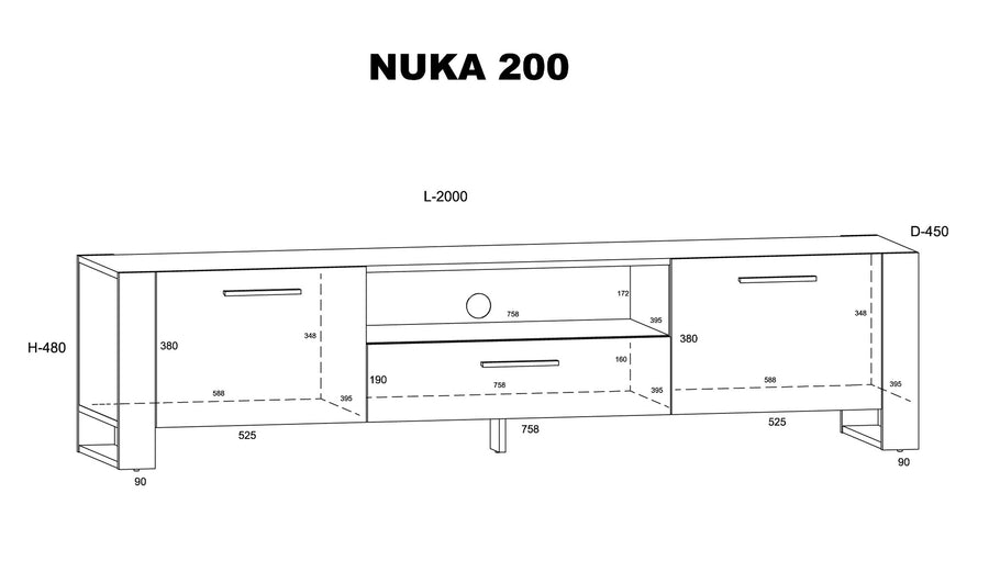 TV-Lowboard – NUKA – Modernes TV-Möbel mit Stauraum und Designrahmen