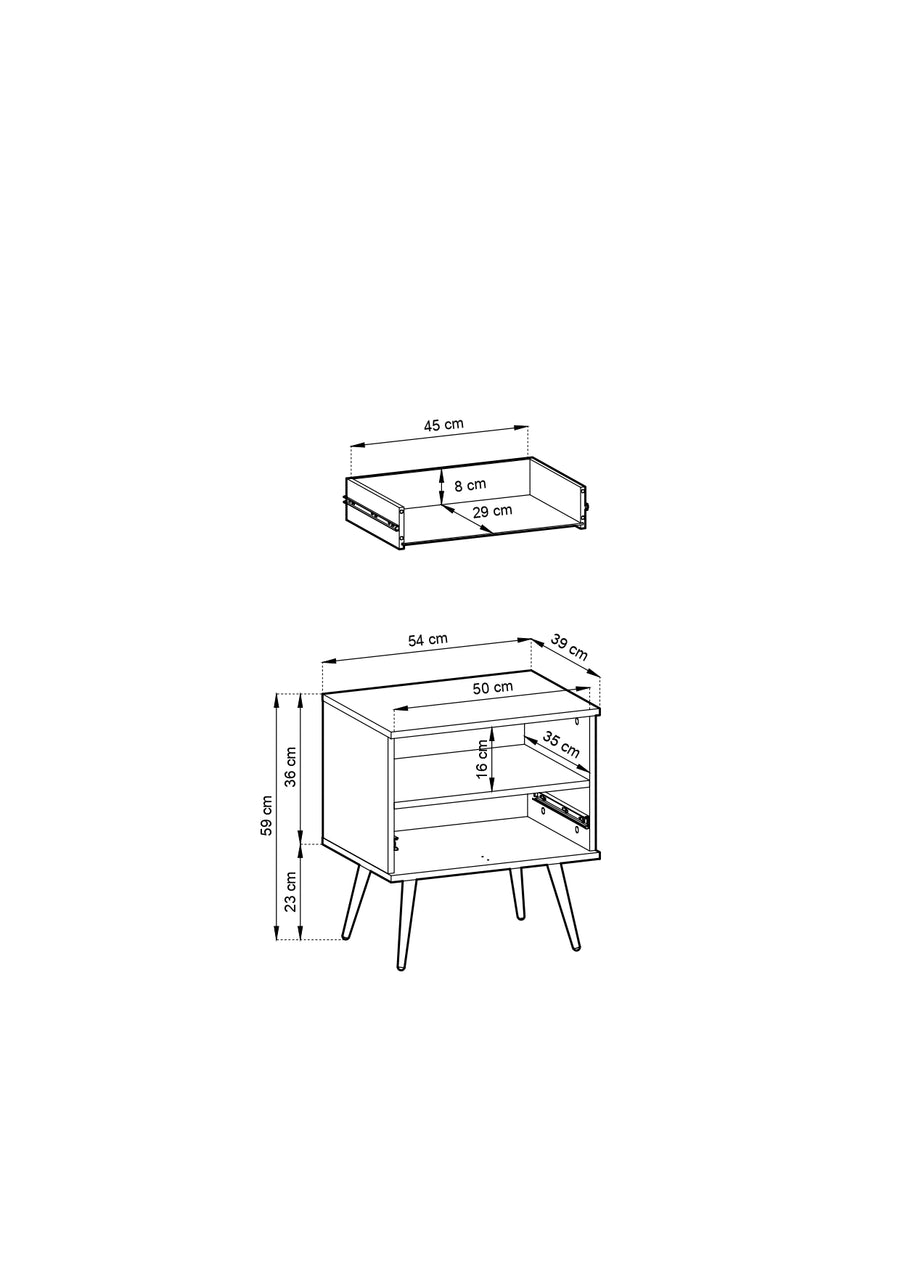 Nachttisch – ORO – S54, modern mit Push-to-Open
