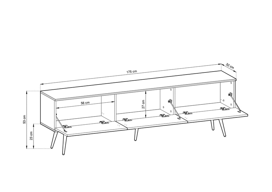 TV-Lowboard – ORO – Push-to-Open, mehrfarbig, 2 Größen