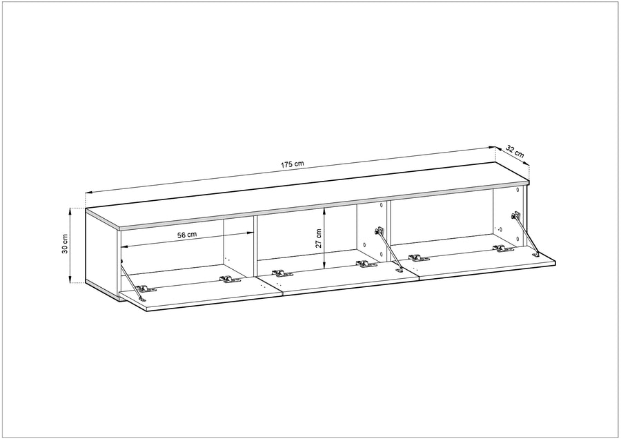 TV-Lowboard – ORO – Push-to-Open, mehrfarbig, 2 Größen