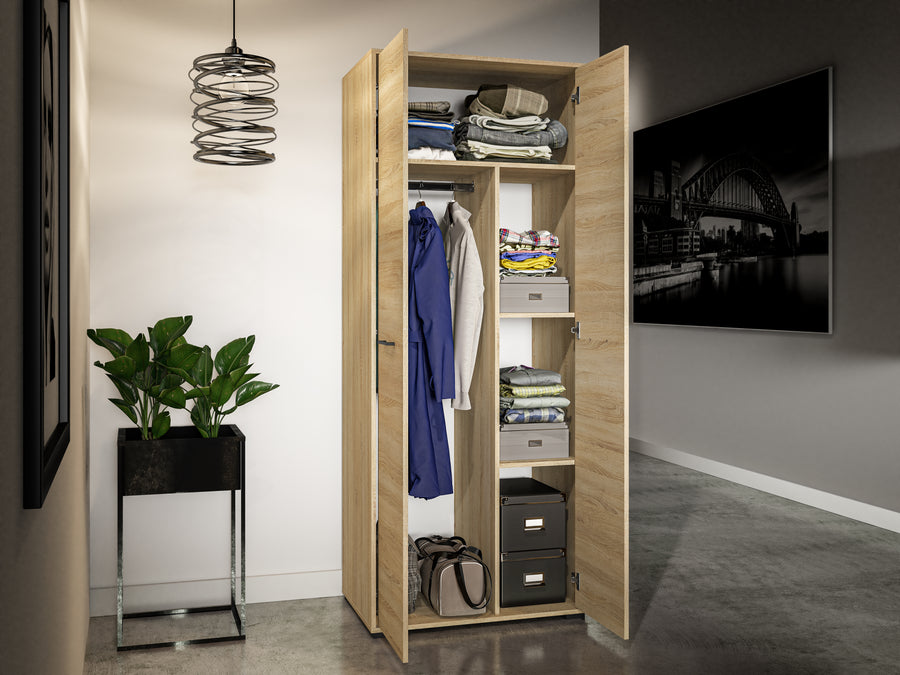 Kleiderschrank – CARO – Moderner Kleiderschrank mit Holzoptik