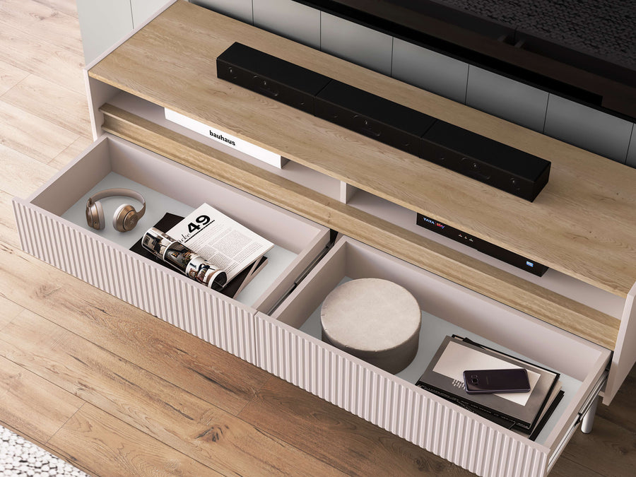 TV-Schrank – DUNEA 07 – Modernes Lowboard mit Schubladen und Holzoptik